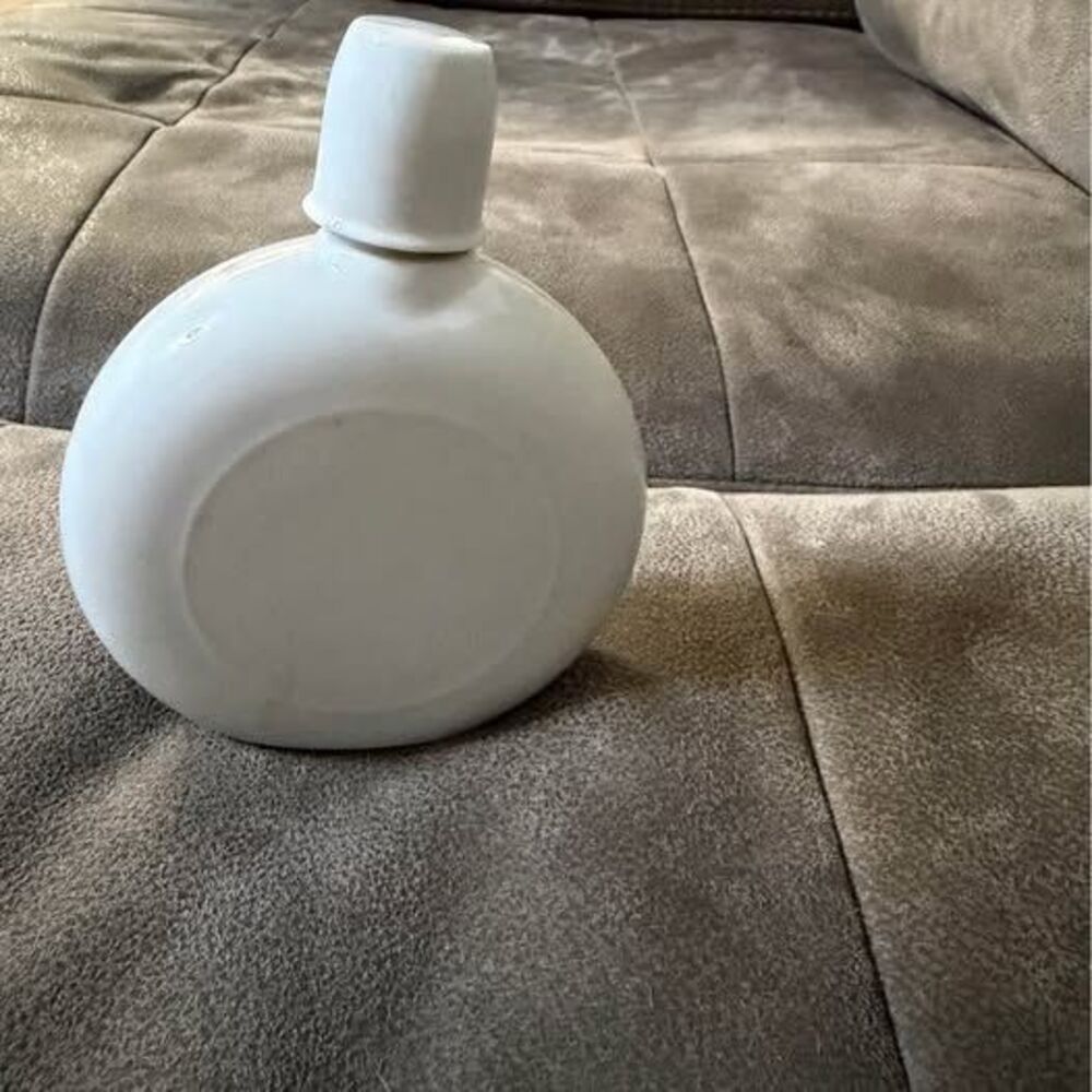 Vintage Japanese Porcelain Flask White Ceramic Canteen with Cup & Cork Stopper